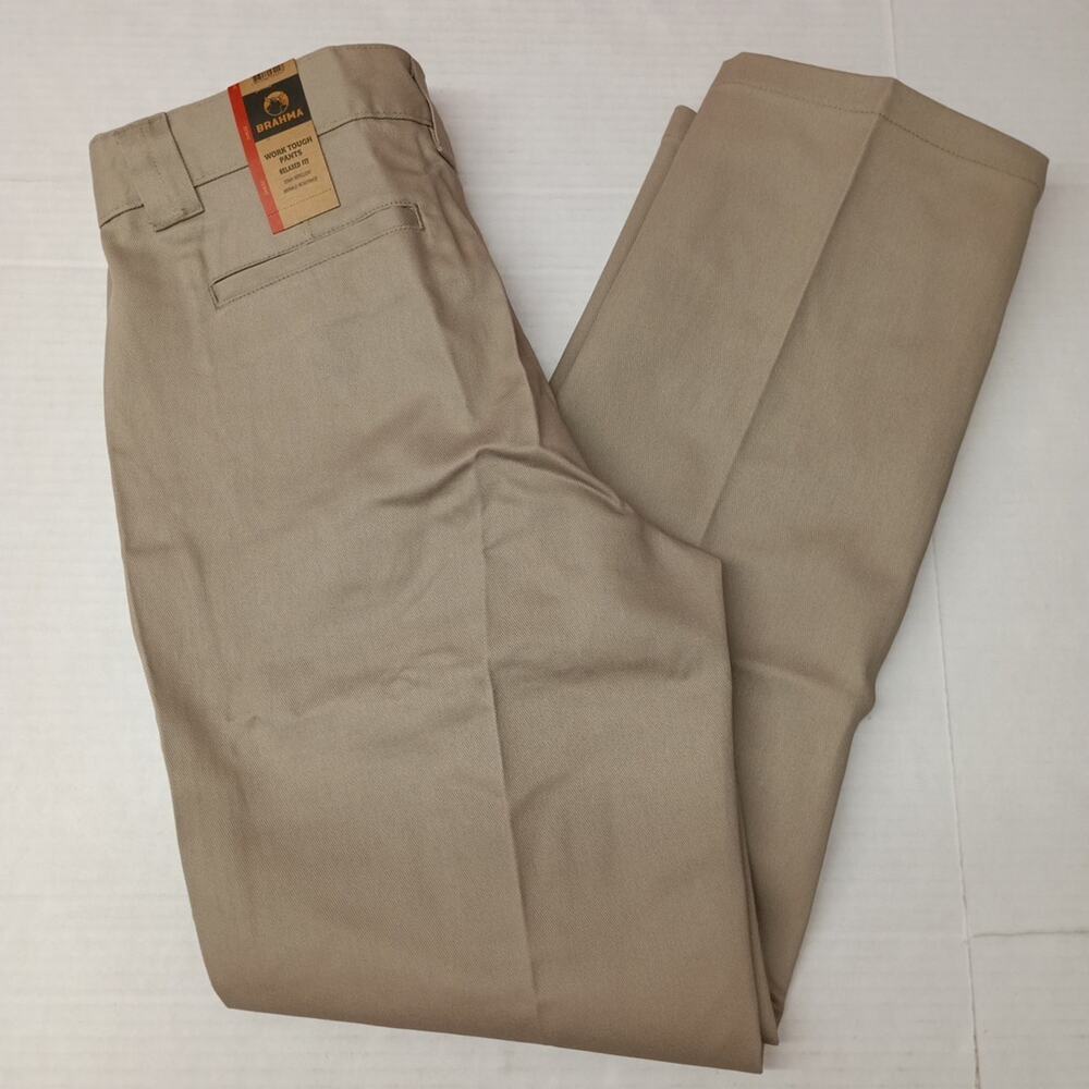 Brahma Men's Work Tough Pants Size‎ 34x32 Sandy Taupe Relaxed